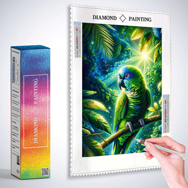 Green Parrot — Diamond Painting Kit, product view 3