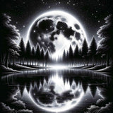 Black and white moon reflection — Diamond Painting Kit design