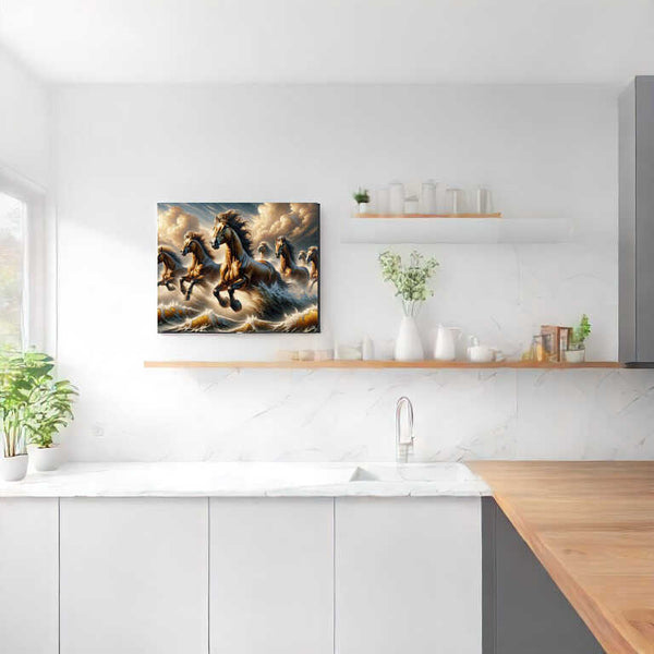 Brown Horses at a Gallop — Diamond Painting Kit, product view 2