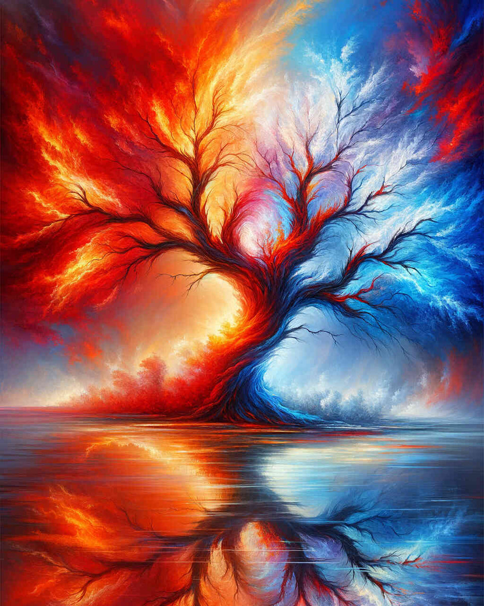 Seasons Tree, Red Tones — Diamond Painting Kit design