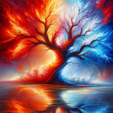Seasons Tree, Red Tones — Diamond Painting Kit design