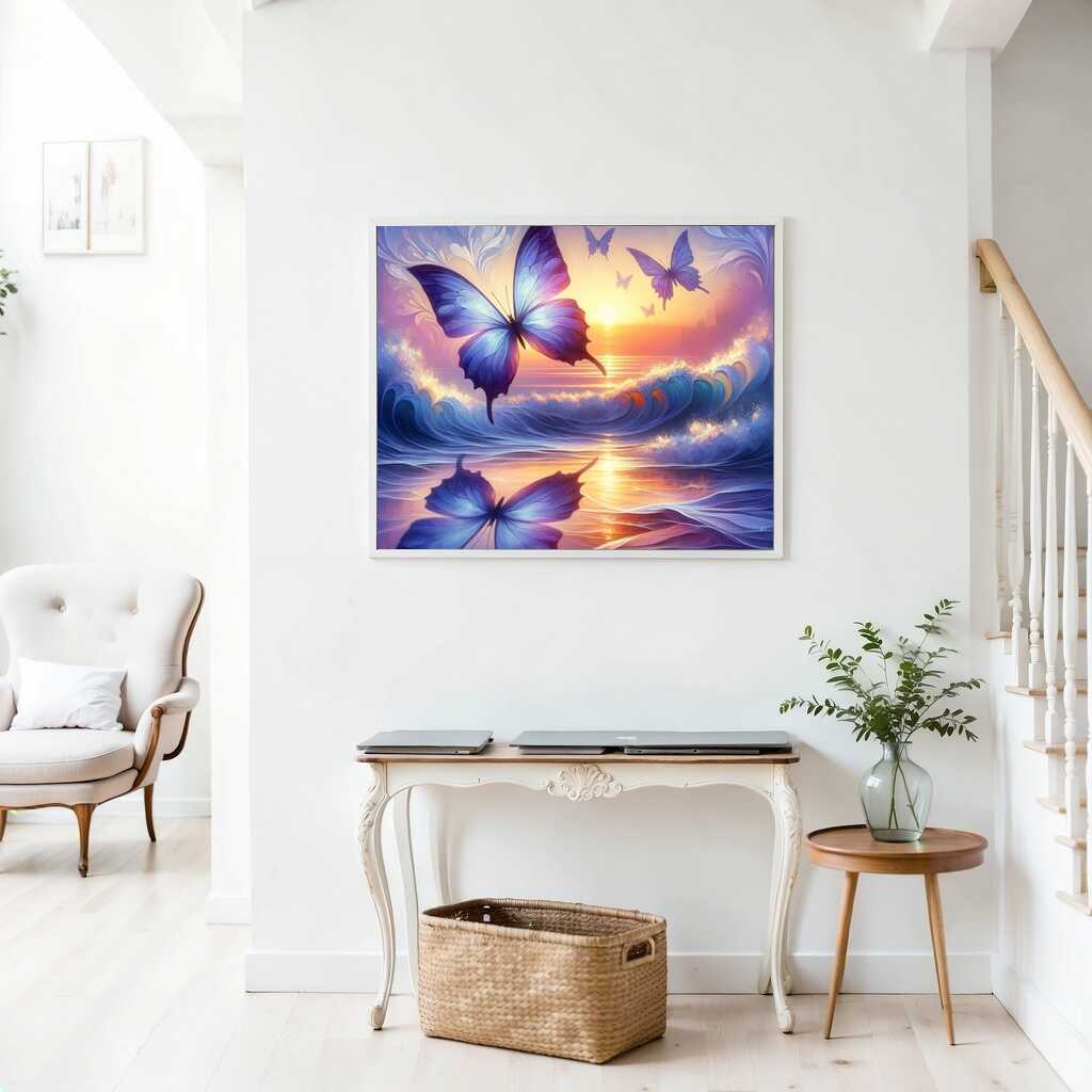 Butterflies by the sea — Diamond Painting Kit, product view 2