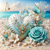 Pearlescent Heart by the Sea — Diamond Painting Kit design