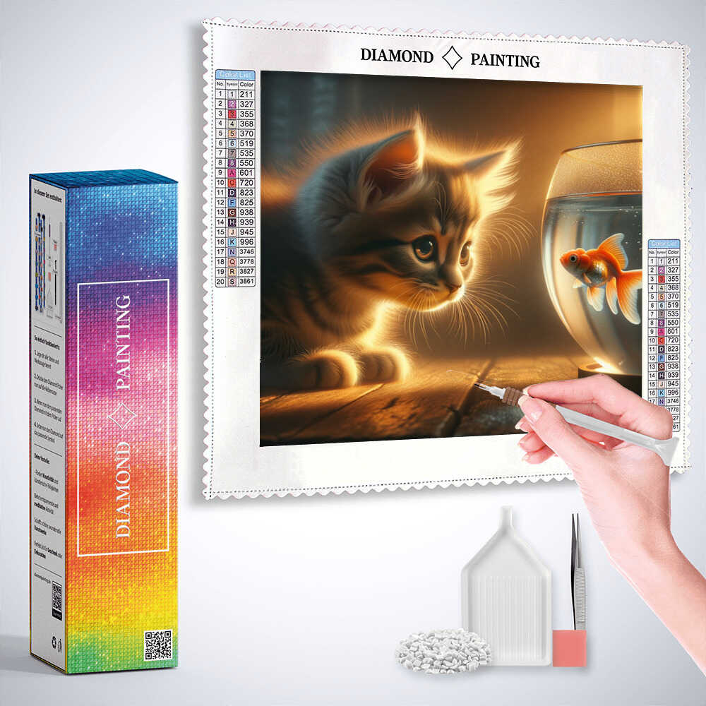 Cat Goldfish — Diamond Painting Kit, product view 3