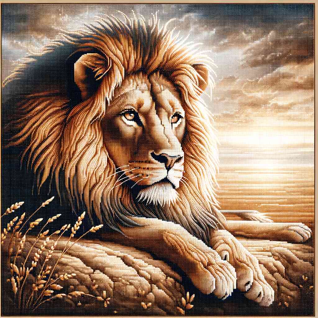 Relaxed lion — Diamond Painting Kit design