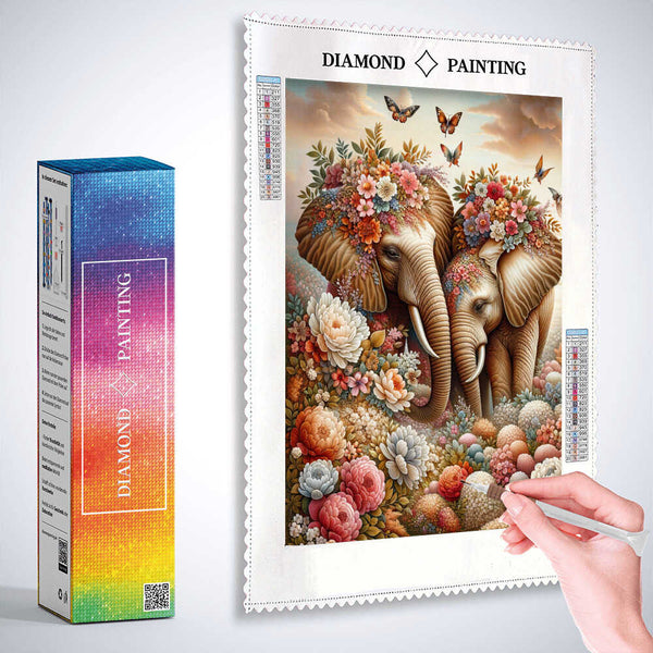 Flowery Elephants — Diamond Painting Kit, product view 3