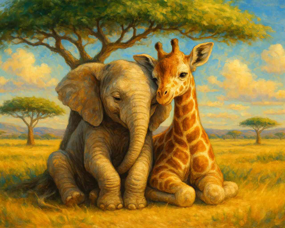 Friends beneath the Savanna Sun — Diamond Painting Kit design