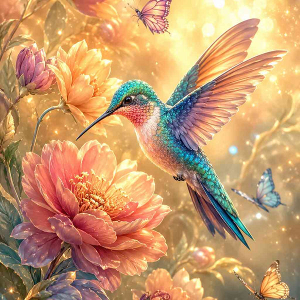 Morning Hummingbird Magic — Diamond Painting Kit design