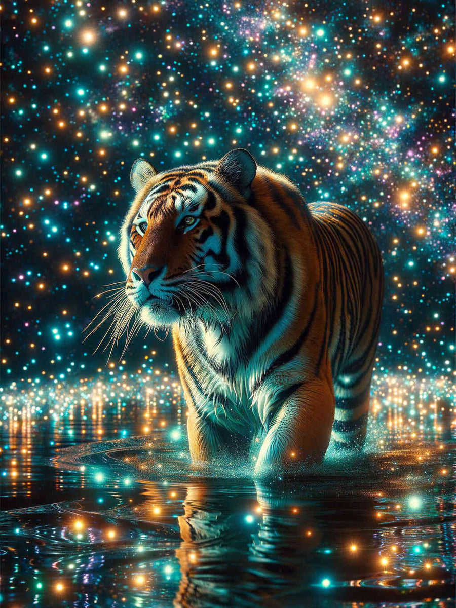 Star trails of the tiger (DP-7250) — Diamond Painting Kit design