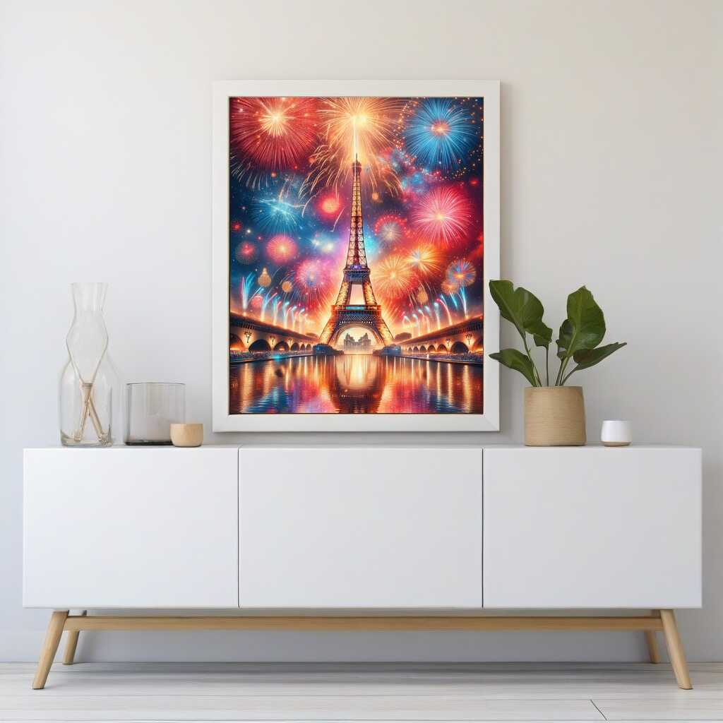 Colorful Eiffel Tower Fireworks — Diamond Painting Kit, product view 2
