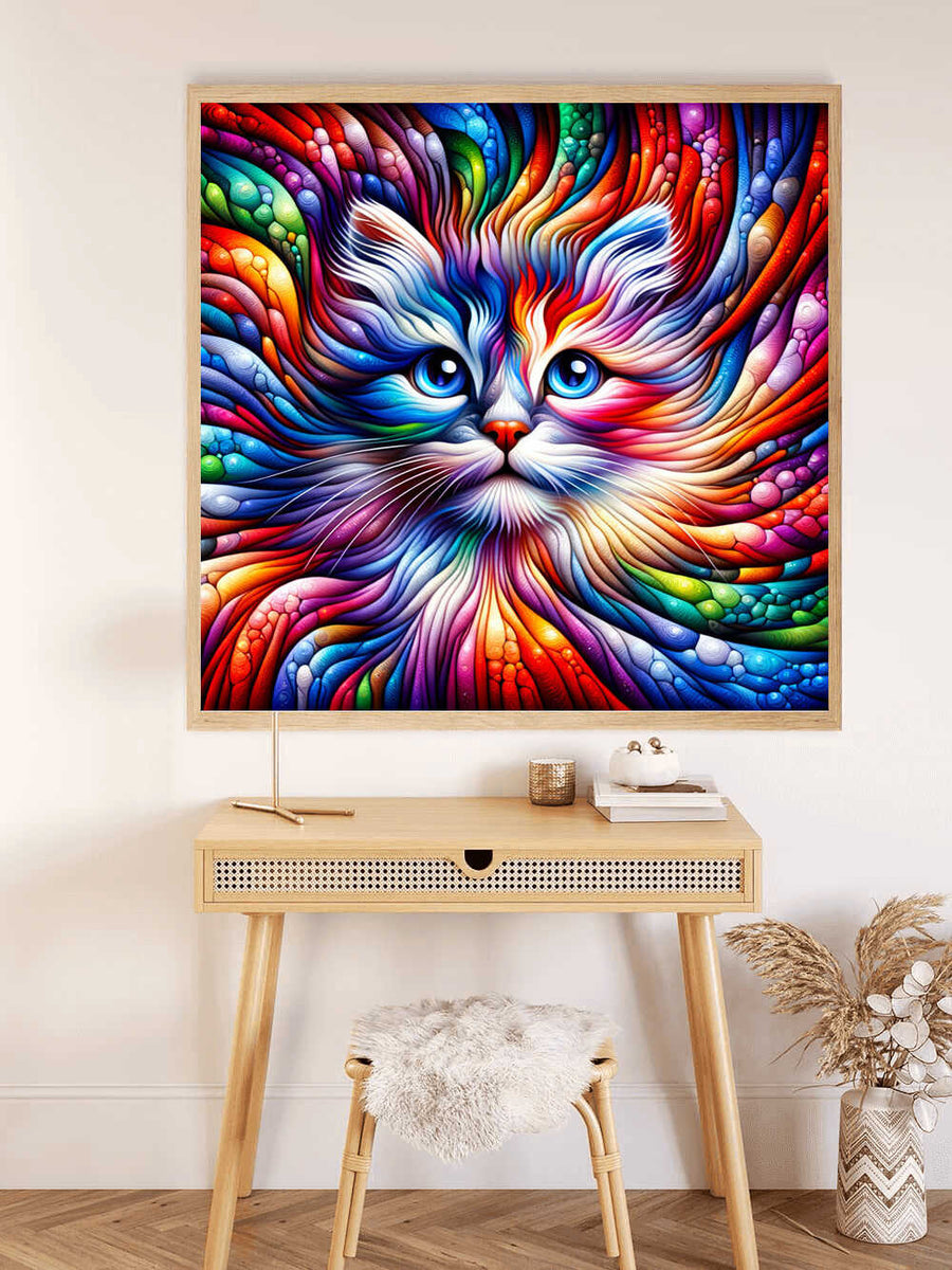 Cat play of colors — Diamond Painting Kit, product view 2