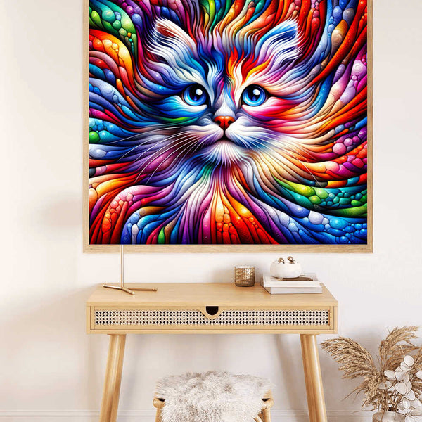 Cat play of colors — Diamond Painting Kit, product view 2