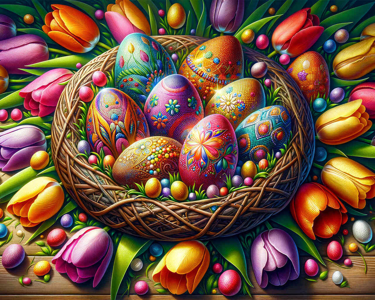 Easter Nest with Tulips — Diamond Painting Kit design