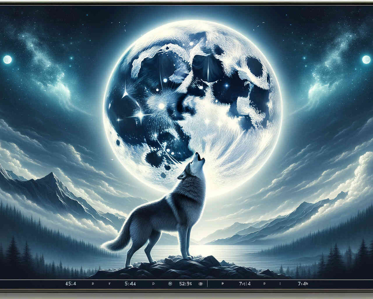 Wolf Howling at the Full Moon — Diamond Painting Kit design