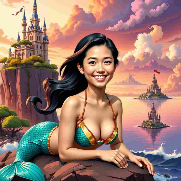 Maiden of the Waves — Personalized Portrait Diamond Painting Kit design