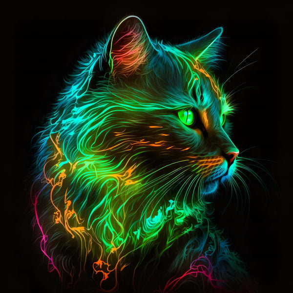Neon Green Cat — AB Diamond Painting Kit design