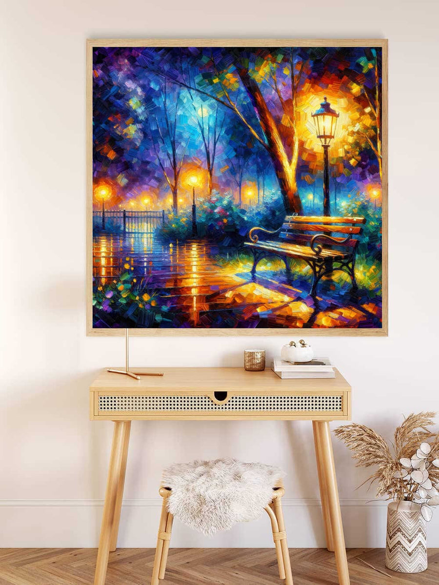 Play of lights with bench — AB Diamond Painting Kit, product view 3