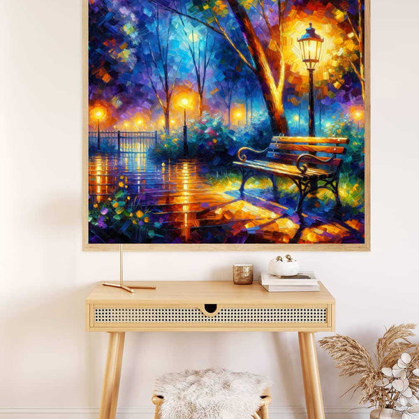 Play of lights with bench — AB Diamond Painting Kit, product view 3