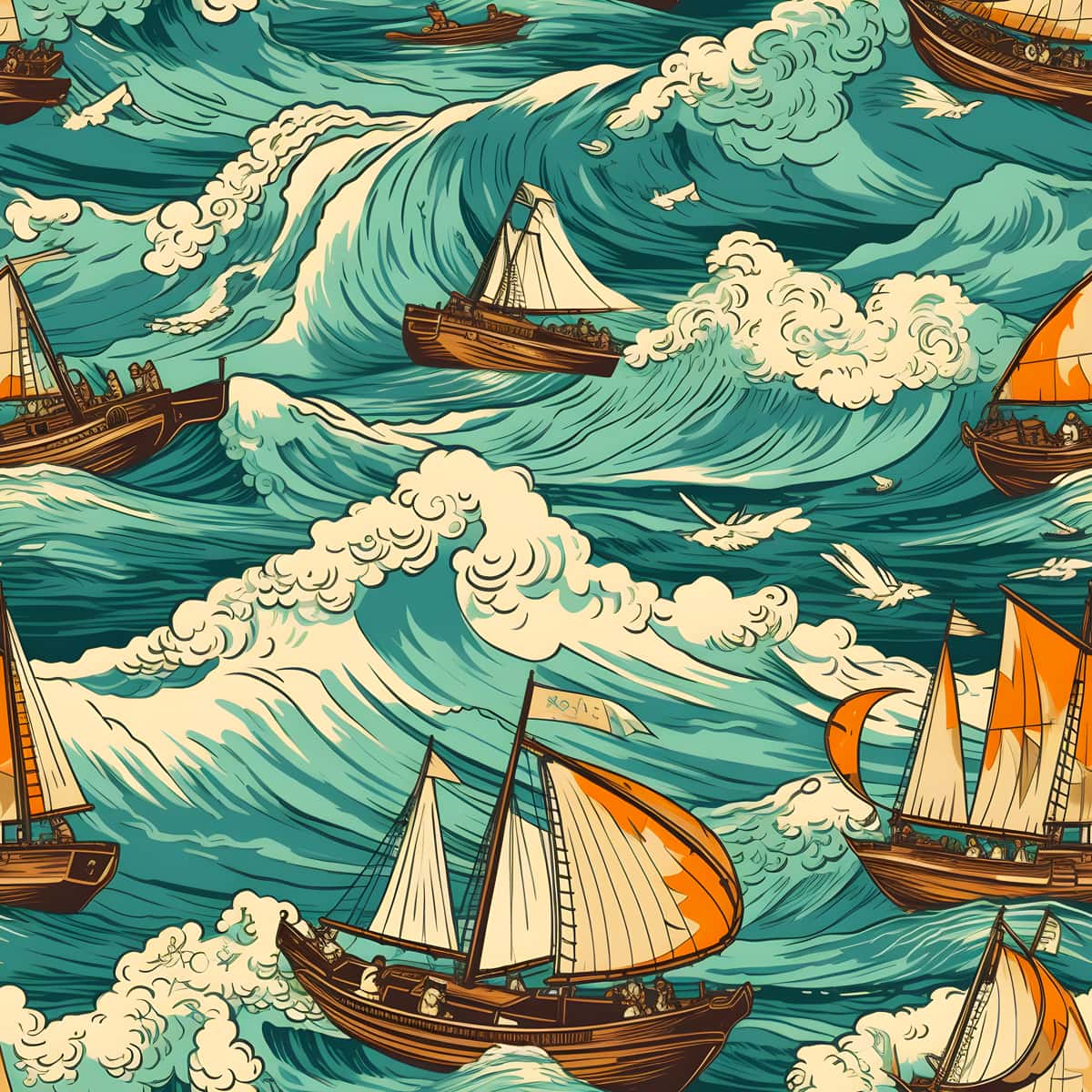 Ships at Sea Paperart — Diamond Painting Kit design