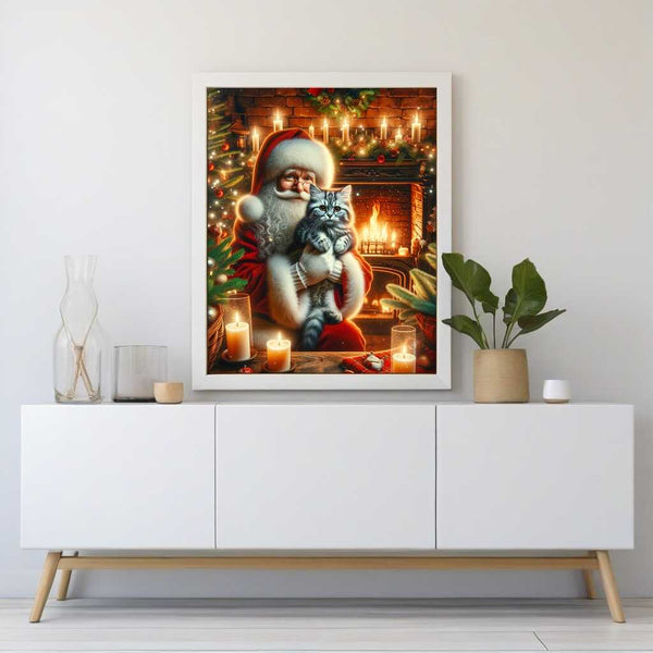 Santa Claus Cat — Diamond Painting Kit, product view 2