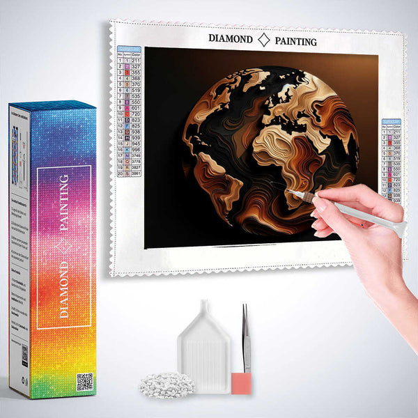 Earth in Brown and Black — Diamond Painting Kit, product view 3