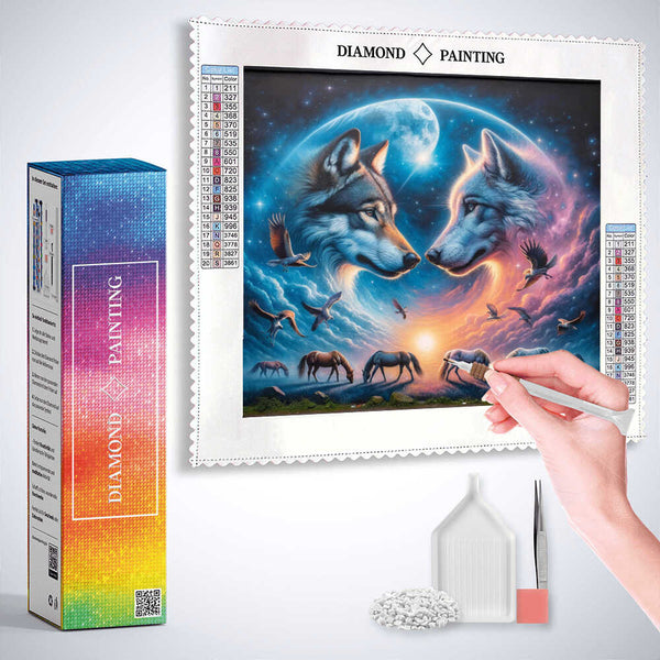 Horses and wolves couples — Diamond Painting Kit, product view 3
