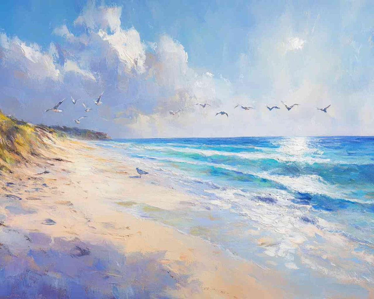 Seagulls Above the Coast — Diamond Painting Kit design