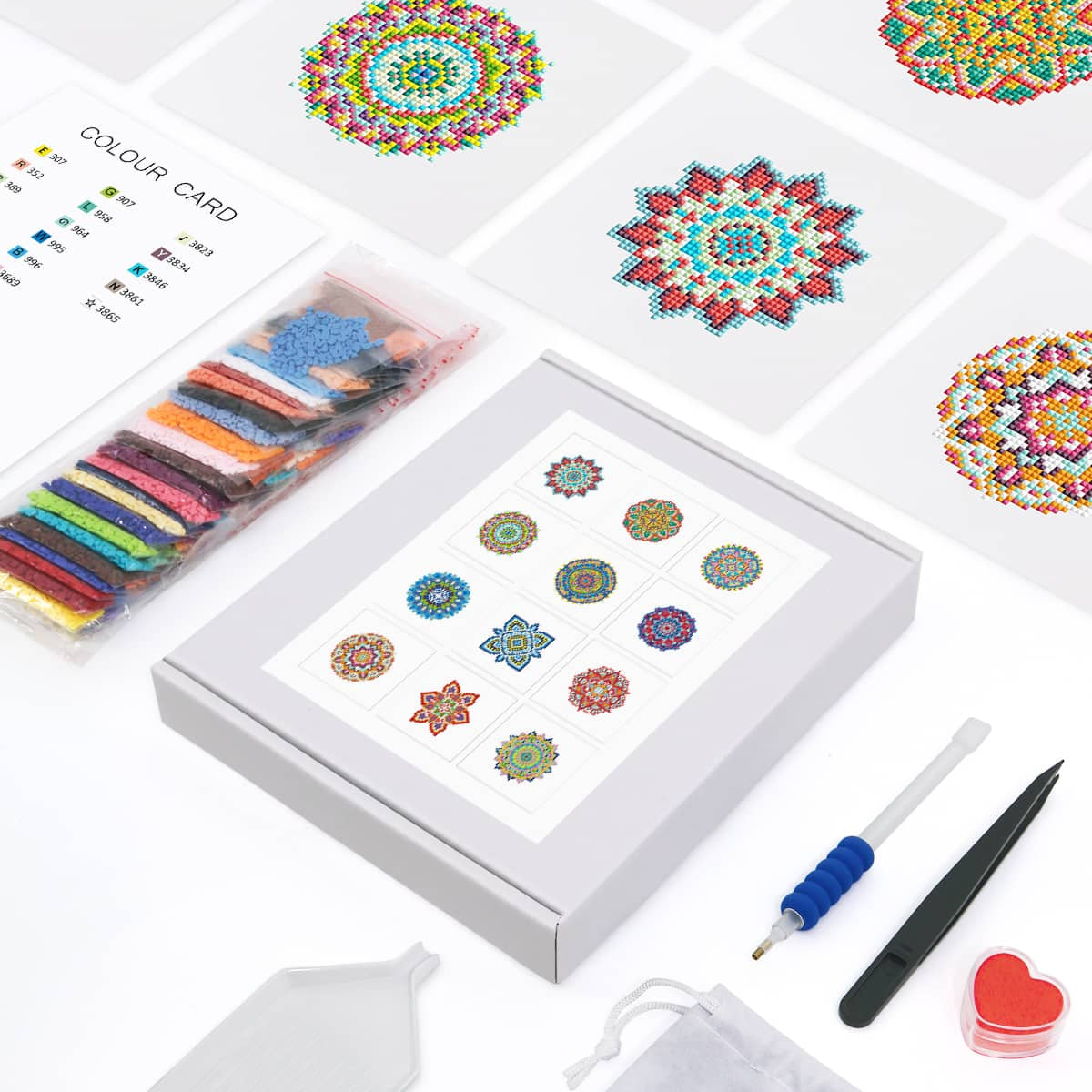 Mandala Magic, Set of 12 — Mini Diamond Painting Set, product view 2