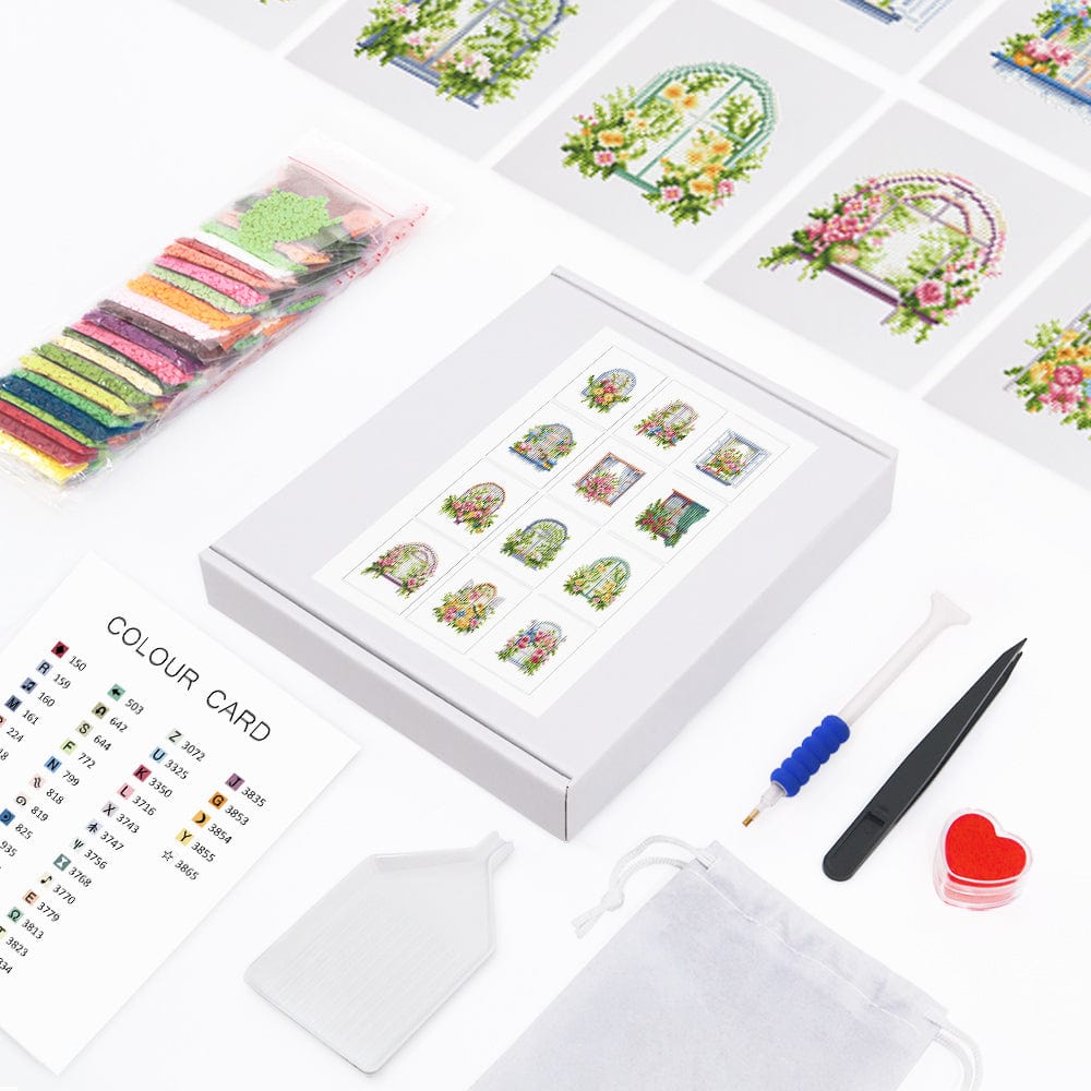 Floral Windows, Set of 12 — Mini Diamond Painting Set, product view 10