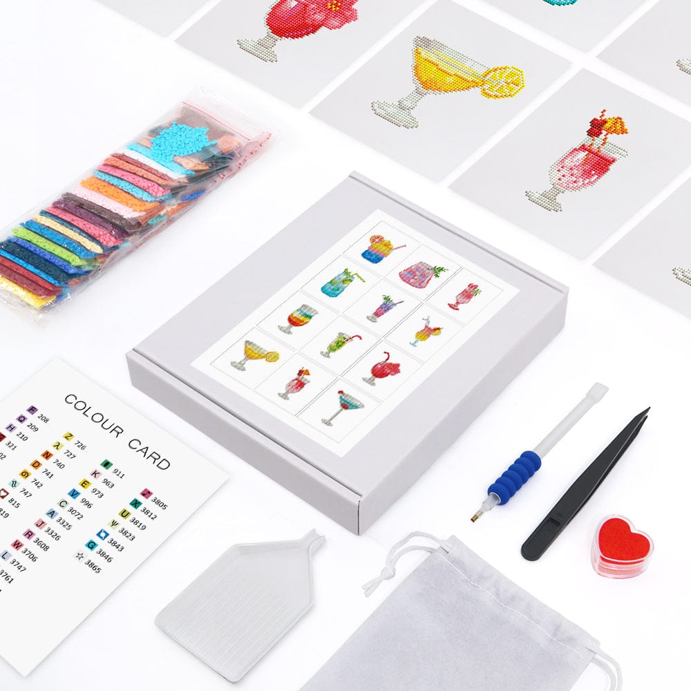 Colorful Cocktail Dreams, Set of 12 — Mini Diamond Painting Set, product view 2