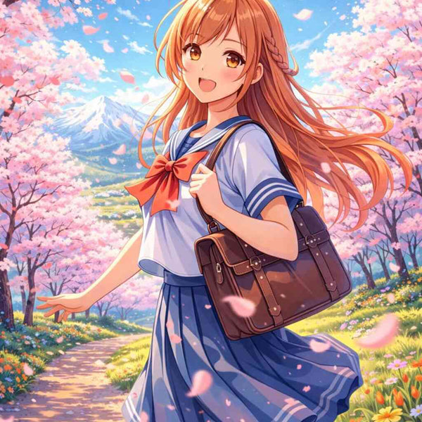 Anime Spring in the Cherry Blossoms — Diamond Painting Kit design
