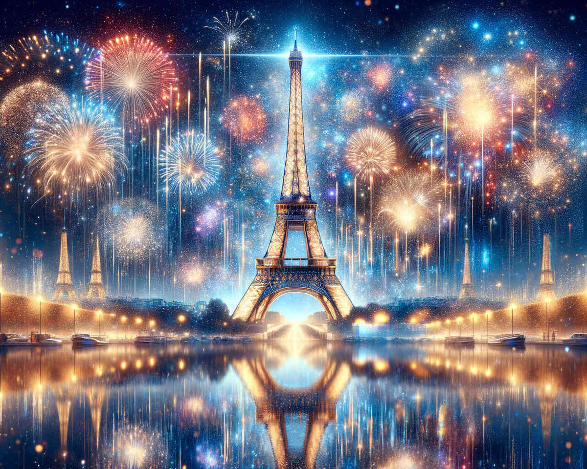 Fireworks above the Eiffel Tower — Diamond Painting Kit design