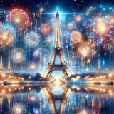 Fireworks above the Eiffel Tower — Diamond Painting Kit design