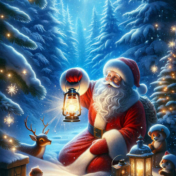 Santa Claus in lantern light — Diamond Painting Kit design
