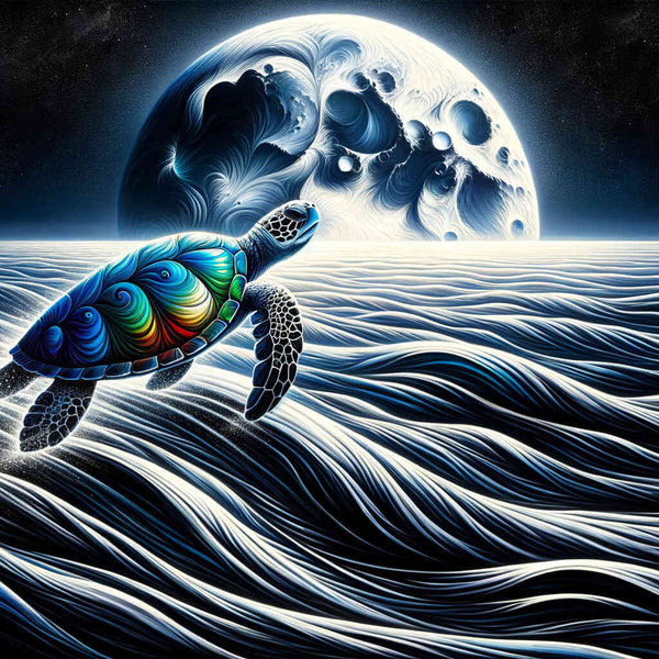 Colorful Turtle in Black and White — Diamond Painting Kit design