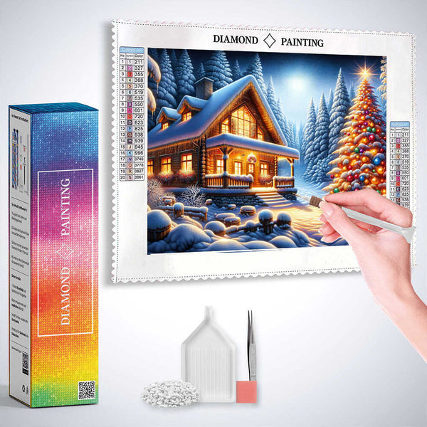 House in the Winter Forest — Diamond Painting Kit, product view 3