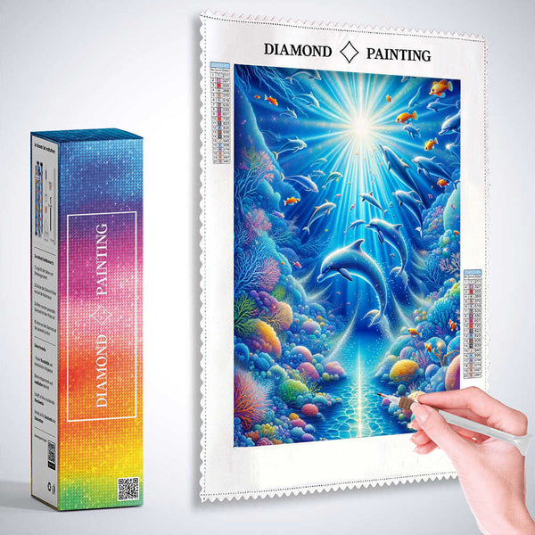 Dolphins in the sea — Diamond Painting Kit, product view 3