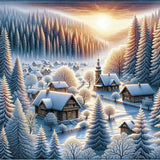 Winter Town in the Forest — Diamond Painting Kit design