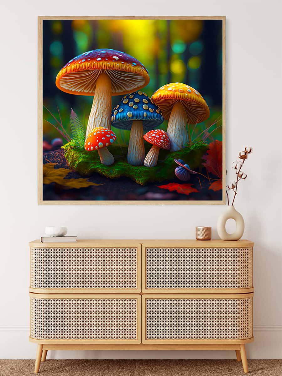 Rainbow Mushrooms — AB Diamond Painting Kit, product view 3