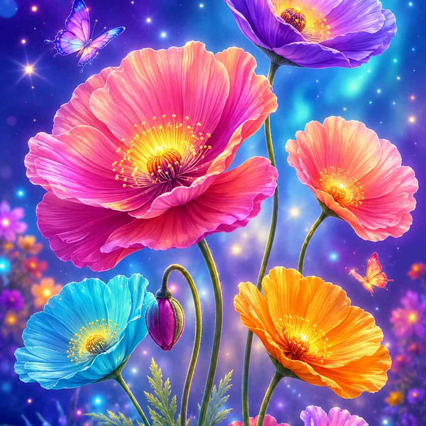 Neon Poppy Dreams — Diamond Painting Kit design