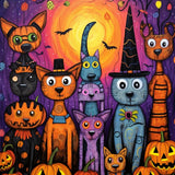 Halloween cats, dogs, spider — Diamond Painting Kit design