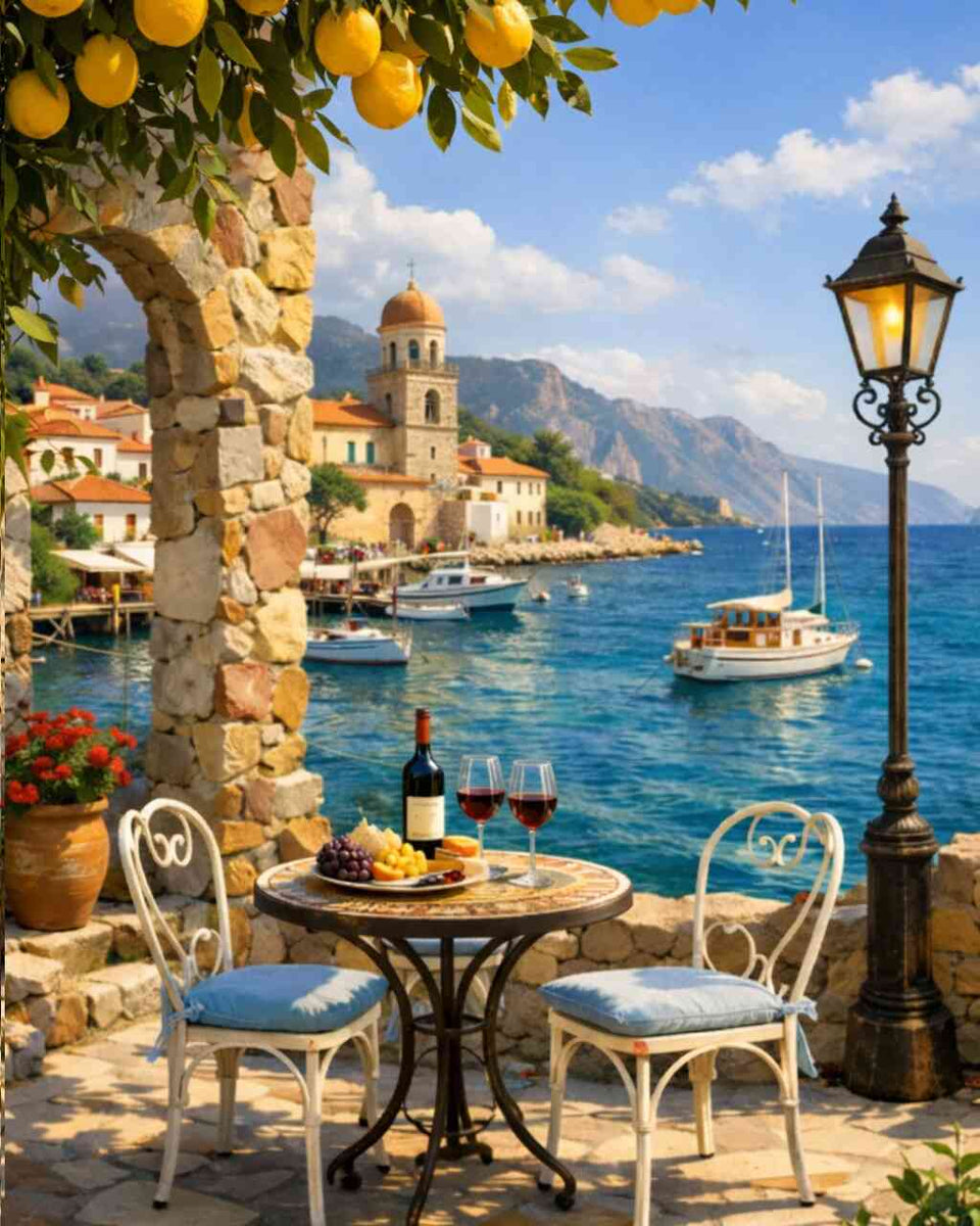 Summer Lemons on the Mediterranean — Diamond Painting Kit design