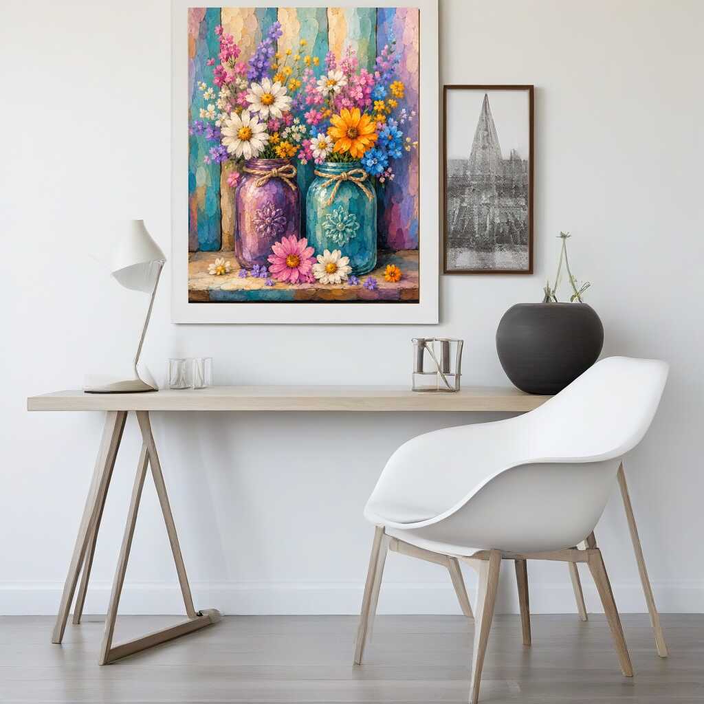 Colorful Flowers in Glass Vases — Diamond Painting Kit, product view 2