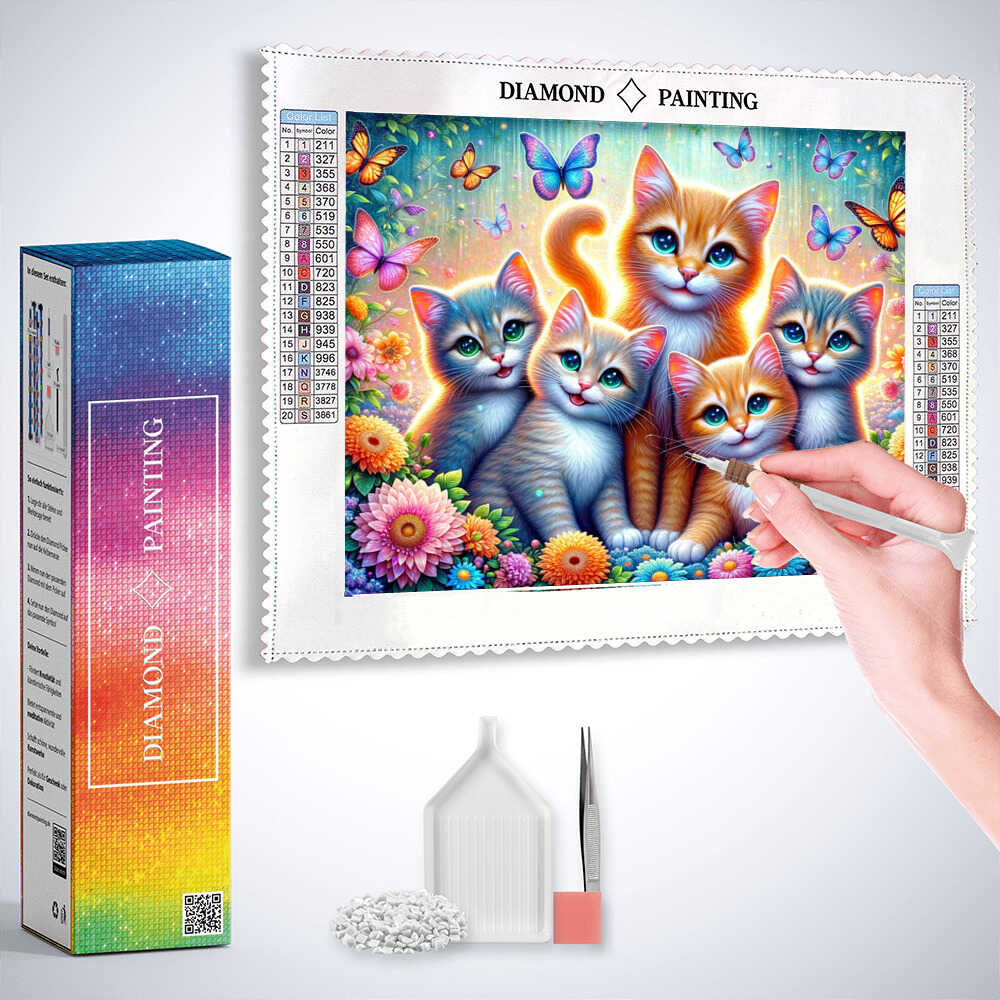 Cat Family — Diamond Painting Kit, product view 3
