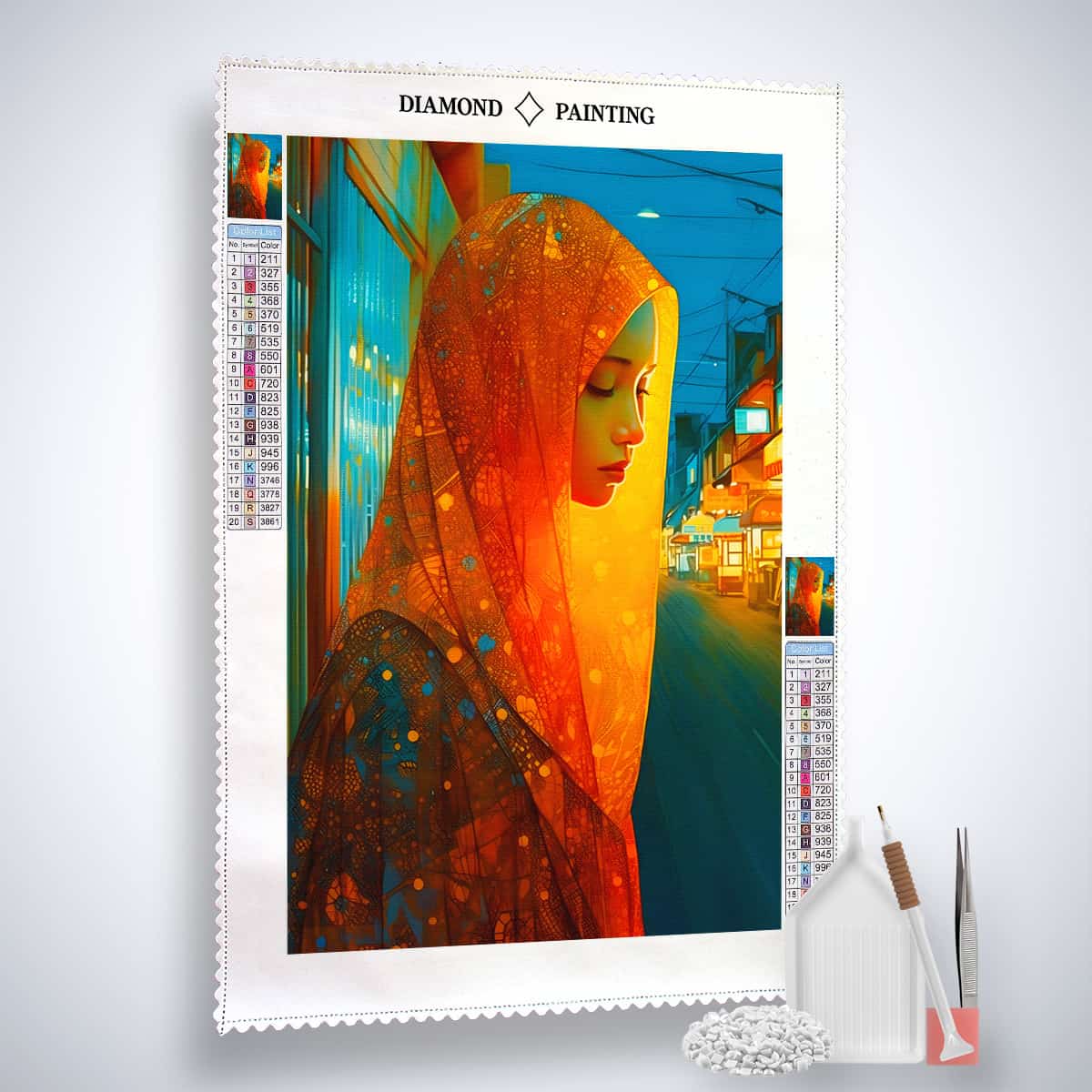 Woman in Orange — AB Diamond Painting Kit, product view 4