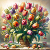 Sunlit Tulips in a Vase — Diamond Painting Kit design