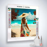 Woman with hat on the beach — Diamond Painting Kit, product view 2