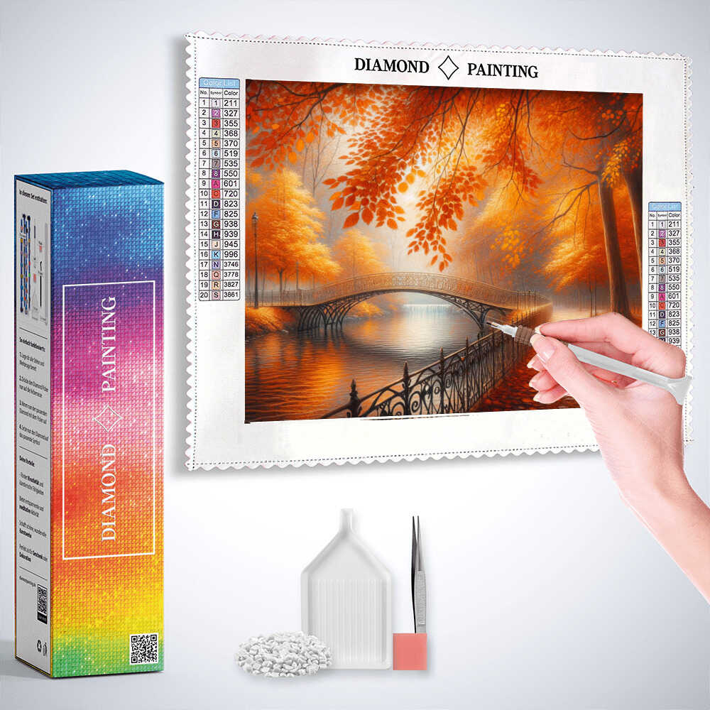 An Autumn Walk in Orange — Diamond Painting Kit, product view 3