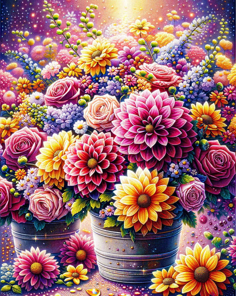 Gorgeous bouquet of flowers — Diamond Painting Kit design