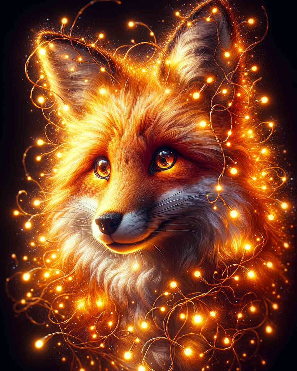 Fairy lights fox — Diamond Painting Kit design
